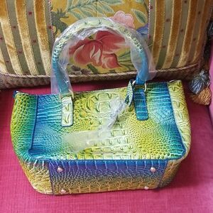 Vibrant Green and Yellow Patchwork Satchel